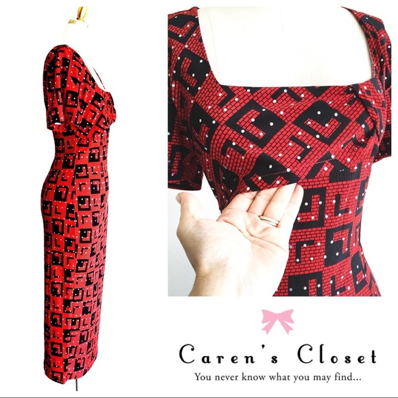 Betty Paige Red Rhinestone Retro Pin-up Dress no tags - Picture 2 of 4